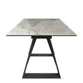 Vortex Grey Gloss Ceramic Extending Dining Table - Side View